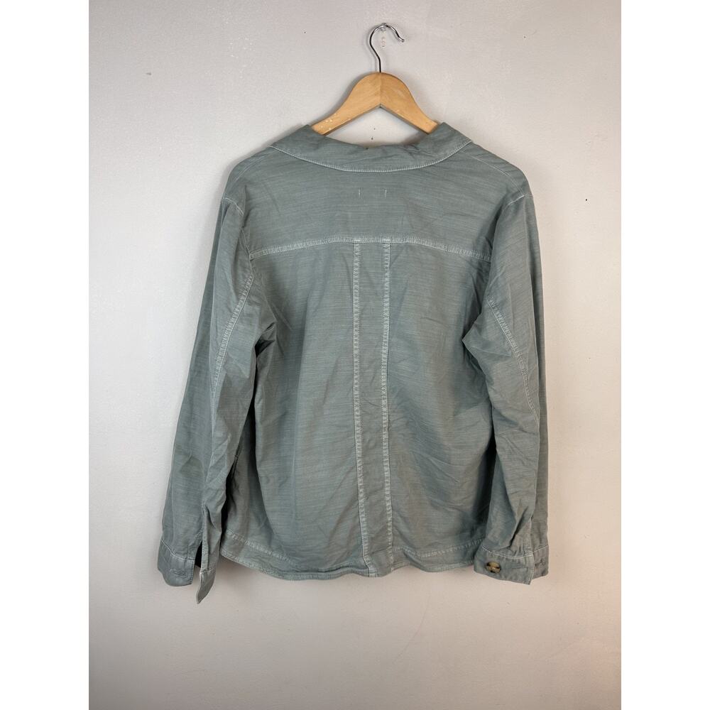 J JILL Utility Chore Button Front Jacket Minimalist Summer Green Lagenlook Sz SP - Picture 9 of 11